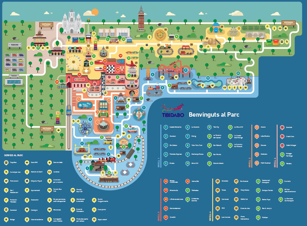 Tibidabo Amusement Park Map 2017