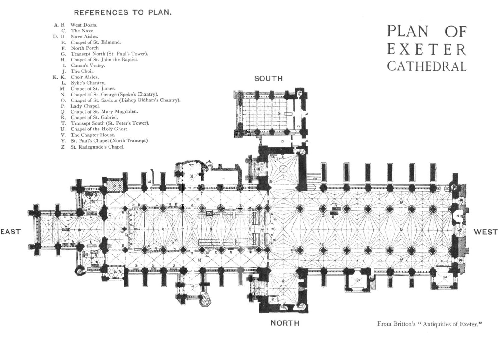 Plan of Exeter Cathedral 