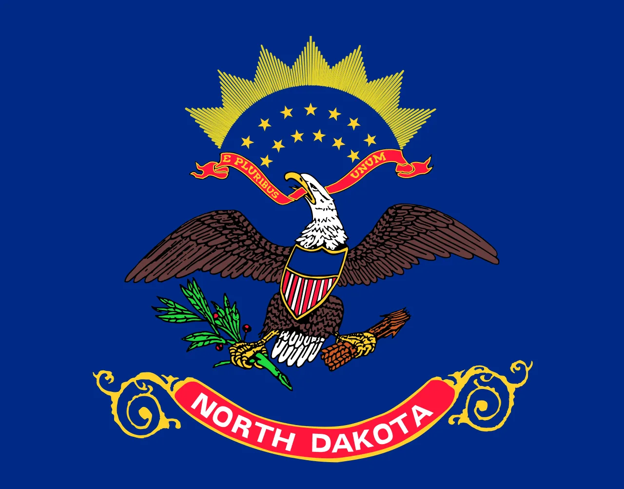 What States Border South Dakota? 1 North Dakota Flag