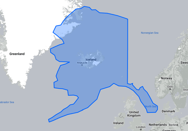 Alaska compared to Iceland