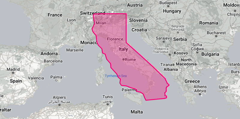 California compared to Italy