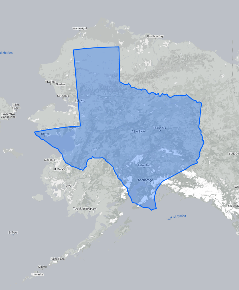 Texas Compared to Alaska, USA