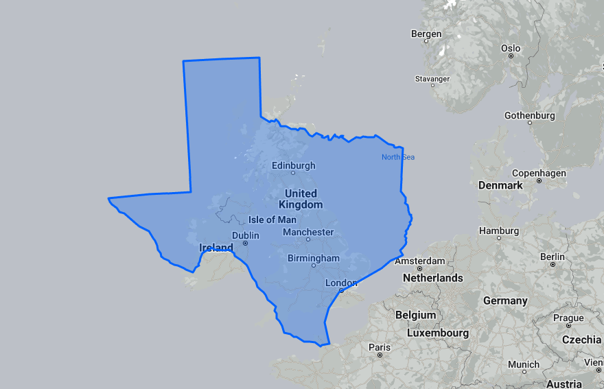 Texas Compared to UK & Ireland